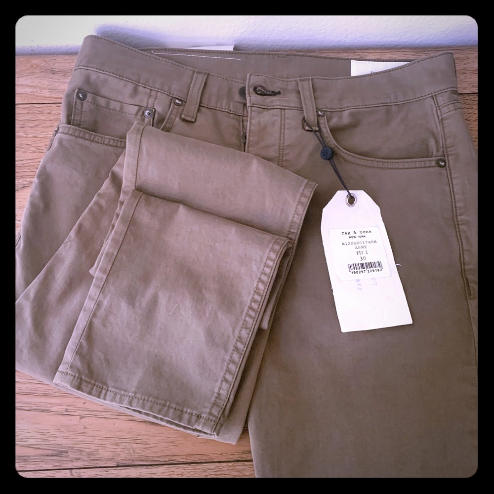 Rag & Bone Fit 1 Skinny Khakis Army 30